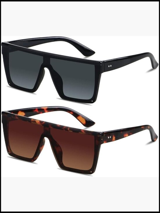 Oversized Square Shield Sunglasses UV Protection Rimless Large main image 6